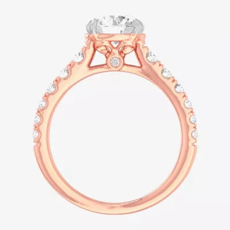 G-H / Si1-Si2) Womens 1/ CT. T.W. Lab Grown White Diamond 14K Gold Round Side Stone Engagement Ring