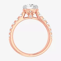 G-H / Si1-Si2) Womens 1/ CT. T.W. Lab Grown White Diamond 14K Gold Round Side Stone Engagement Ring