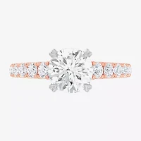 G-H / Si1-Si2) Womens 2 1/2 CT. T.W. Lab Grown White Diamond 14K Gold Round Side Stone Engagement Ring