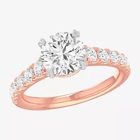 G-H / Si1-Si2) Womens 2 1/2 CT. T.W. Lab Grown White Diamond 14K Gold Round Side Stone Engagement Ring