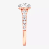 G-H / Si1-Si2) Womens 1/ CT. T.W. Lab Grown White Diamond 14K Gold Round Side Stone Engagement Ring