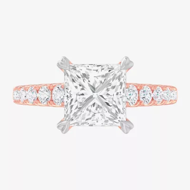 (G-H / Si1-Si2) Womens 3 1/2 CT. T.W Lab Grown White Diamond 14K Gold Side Stone Engagement Ring