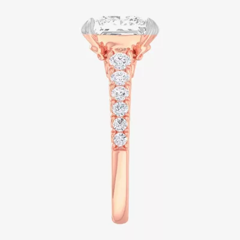 (G-H / Si1-Si2) Womens 3 1/2 CT. T.W Lab Grown White Diamond 14K Gold Side Stone Engagement Ring