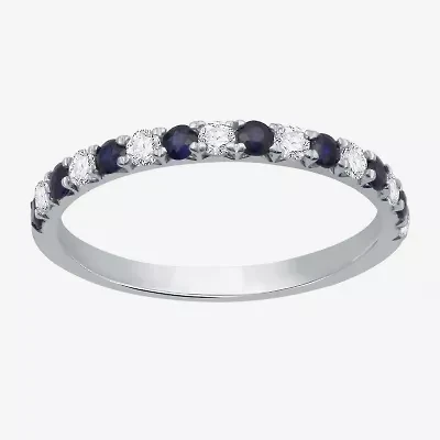 Womens 1/4 CT. T.W. Lab Grown Blue Sapphire Sterling Silver Wedding Band