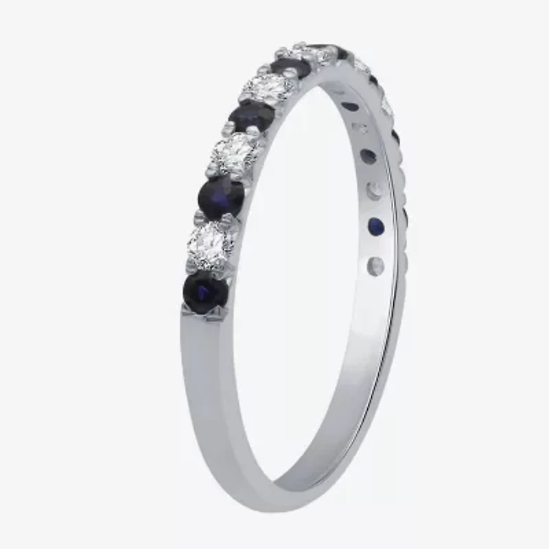 Womens 1/4 CT. T.W. Lab Grown Blue Sapphire Sterling Silver Wedding Band