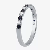 Womens 1/4 CT. T.W. Lab Grown Blue Sapphire Sterling Silver Wedding Band