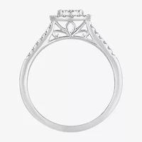 Womens 1 CT. T.W. Natural White Diamond 10K Gold Round Side Stone Halo Engagement Ring