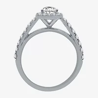 (H-I / I1) Womens 2 CT. T.W. Lab Grown White Diamond 10K Gold Pear Side Stone Halo Bridal Set