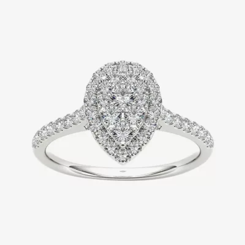 3/4 CT.T.W. Natural Diamond 10K White Gold Pear-Shaped Engagement Ring