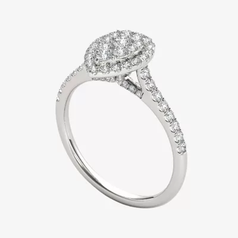 3/4 CT.T.W. Natural Diamond 10K White Gold Pear-Shaped Engagement Ring