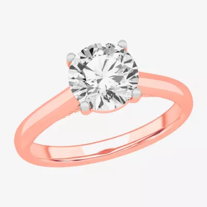 Solitaire Ring (G-H / Si1-Si2) Womens 2 CT. T.W. Lab Grown White Diamond 14K Gold Round Engagement