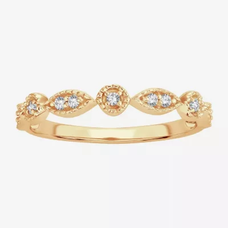 Womens 1/ CT. T.W. Natural White Diamond 10K Gold Wedding Band