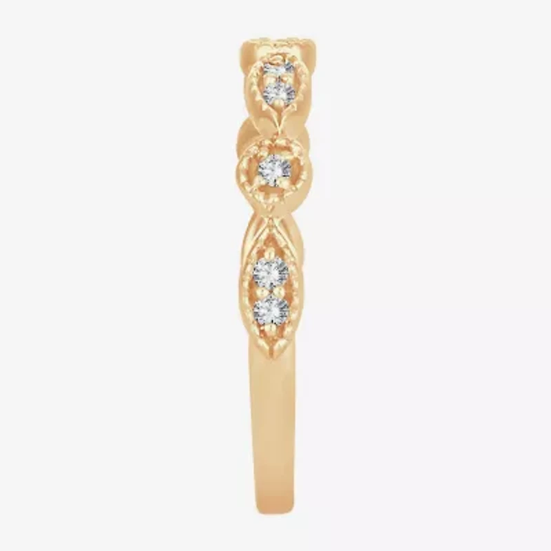 Womens 1/ CT. T.W. Natural White Diamond 10K Gold Wedding Band