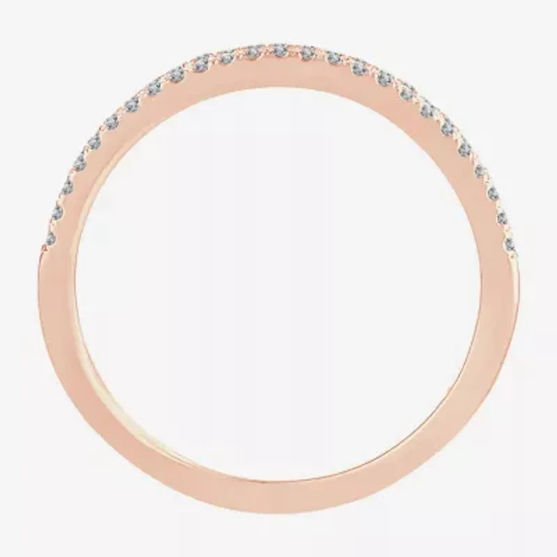 Womens 1/5 CT. Natural White Diamond 10K Rose Gold Anniversary Wedding Band