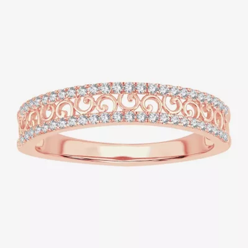 Womens 1/5 CT. Natural White Diamond 10K Rose Gold Anniversary Wedding Band