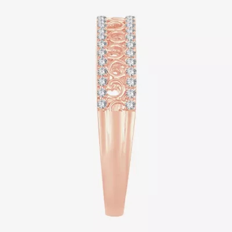 Womens 1/5 CT. Natural White Diamond 10K Rose Gold Anniversary Wedding Band