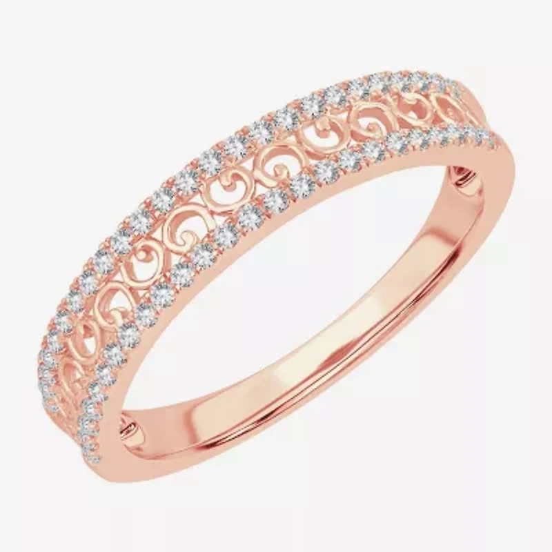 Womens 1/5 CT. Natural White Diamond 10K Rose Gold Anniversary Wedding Band