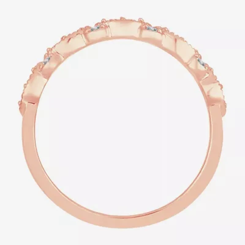 Womens 1/4 CT. T.W. Natural White Diamond 10K Rose Gold Anniversary Wedding Band