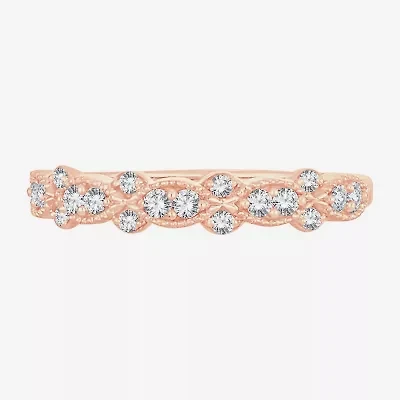 Womens 1/4 CT. T.W. Natural White Diamond 10K Rose Gold Anniversary Wedding Band