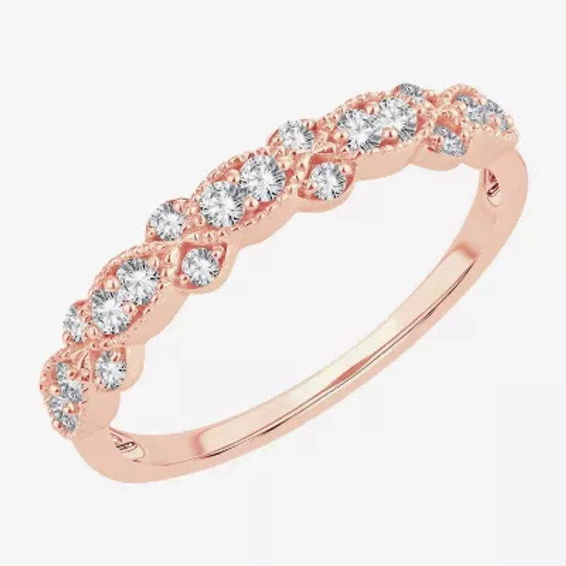 Womens 1/4 CT. T.W. Natural White Diamond 10K Rose Gold Anniversary Wedding Band