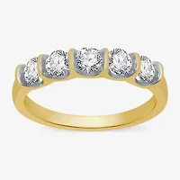 (H-I / I1) Womens 2MM 1 CT. T.W. Lab Grown White Diamond 10K Gold 5-Stone Anniversary Band
