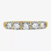 (H-I / I1) Womens 2MM 1 CT. T.W. Lab Grown White Diamond 10K Gold 5-Stone Anniversary Band