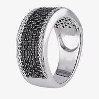 Midnight Black Womens 6MM 1 CT. T.W. Natural Diamond Sterling Silver Anniversary Band