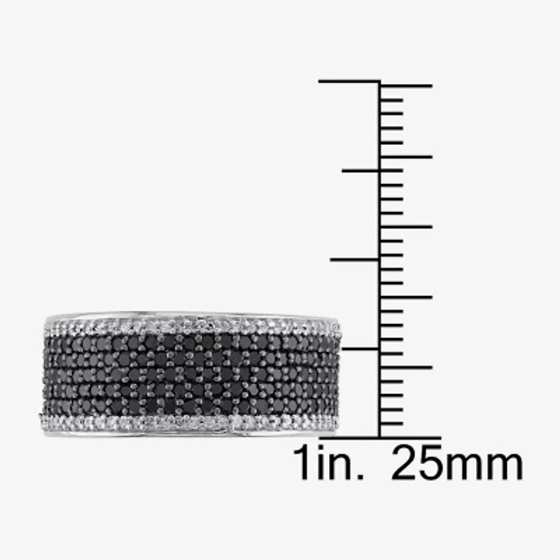 Midnight Black Womens 6MM 1 CT. T.W. Natural Diamond Sterling Silver Anniversary Band