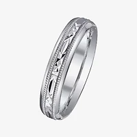 Personalized 4mm Comfort Fit Criss-Cross Sterling Silver Wedding Band
