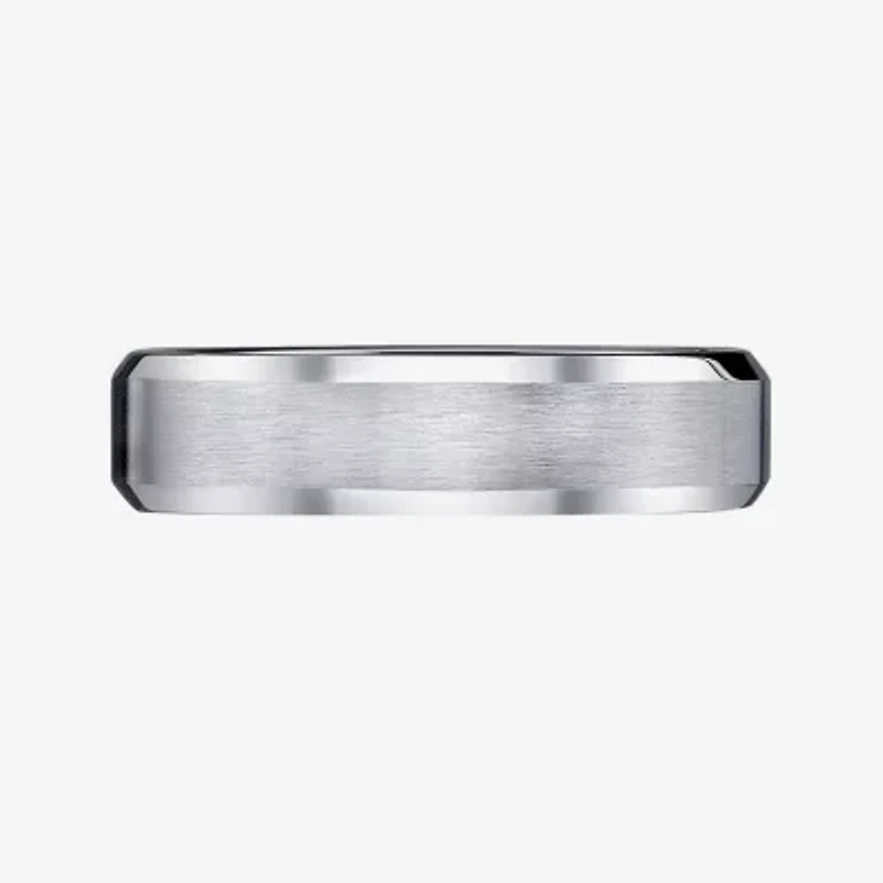 Mens Cobalt Satin Center Beveled Edge 6mm Wedding Band