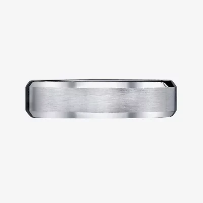Mens Cobalt Satin Center Beveled Edge 6mm Wedding Band