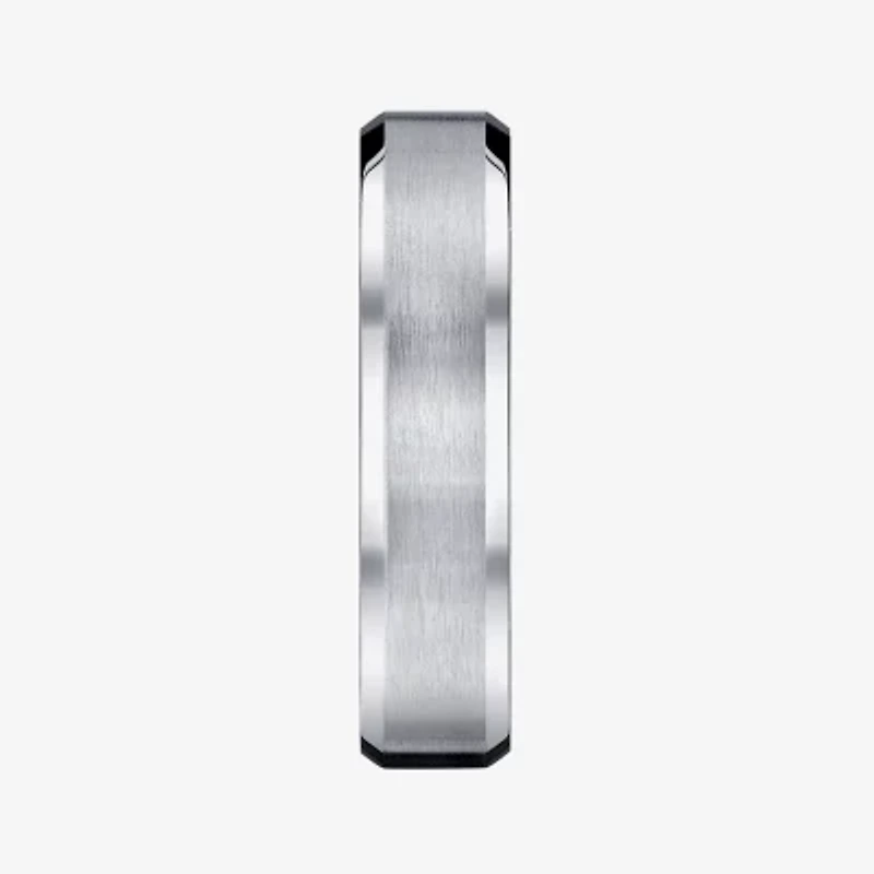 Mens Cobalt Satin Center Beveled Edge 6mm Wedding Band