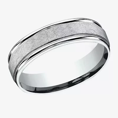 Mens 6MM 10K White Gold Wedding Band