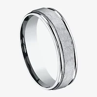 Mens 6MM 10K White Gold Wedding Band