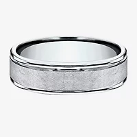 Mens 6MM 10K White Gold Wedding Band