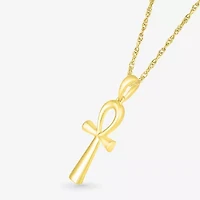 Womens 10K Gold Cross 18 Inch Pendant Necklace