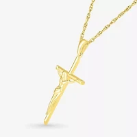 Womens 10K Gold Cross 18 Inch Pendant Necklace