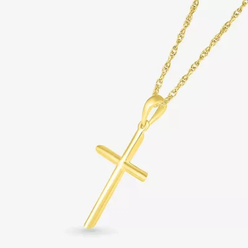 Womens 10K Gold Cross 18 Inch Pendant Necklace