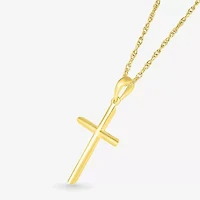 Womens 10K Gold Cross 18 Inch Pendant Necklace