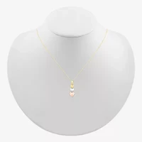 Womens 10K Tri-Color Gold Heart 18 Inch Pendant Necklace