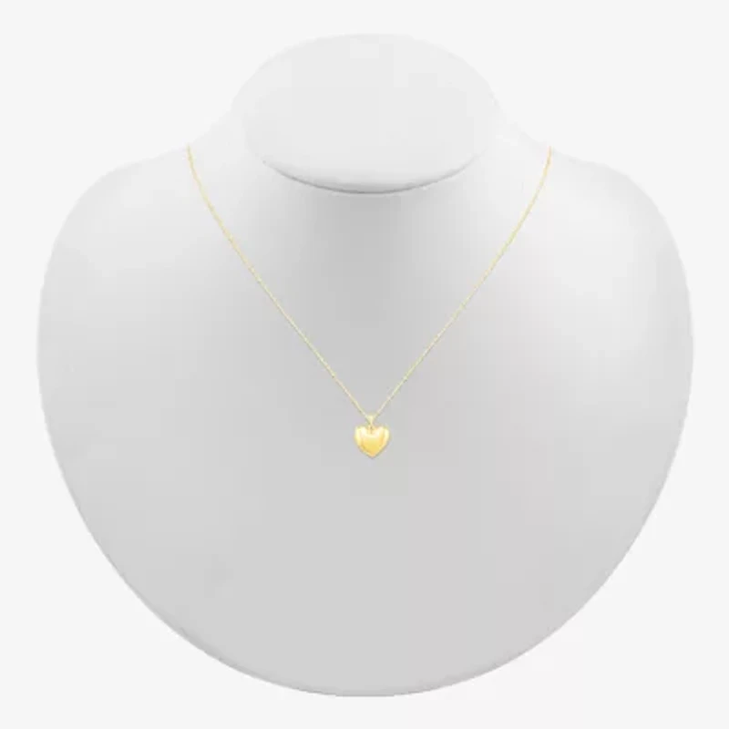 Womens 10K Gold Heart 18 Inch Pendant Necklace
