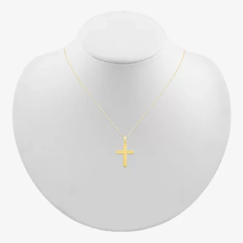 Womens 10K Gold Cross 18 Inch Pendant Necklace