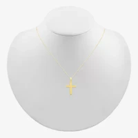 Womens 10K Gold Cross 18 Inch Pendant Necklace