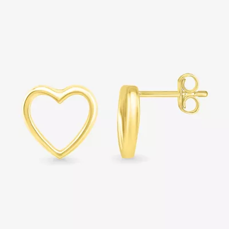 10K Gold 8.1mm Heart Stud Earrings