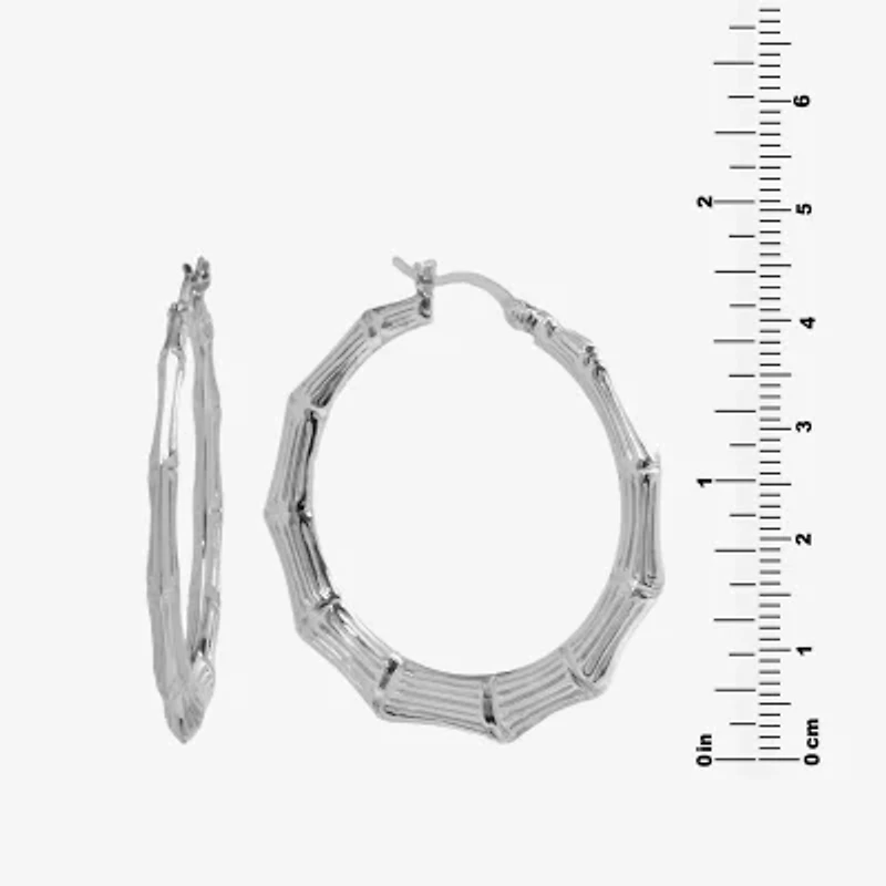 Womens Sterling Silver 42.4mm Hoop Earrings