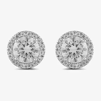 Lab Created White Sapphire Sterling Silver 9.7mm Round Stud Earrings