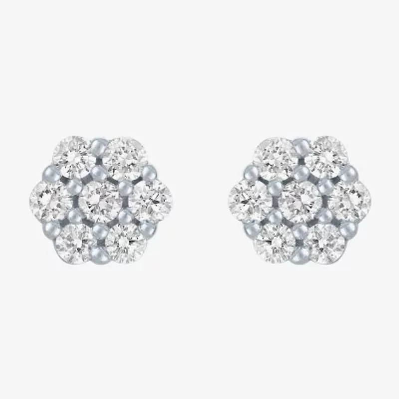 Diamond Blossom (G-H / I1-I2) 1/2 CT. T.W. Lab Grown White Diamond 10K White Gold Stud Earrings