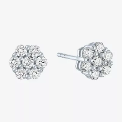 Diamond Blossom (G-H / I1-I2) 1/2 CT. T.W. Lab Grown White Diamond 10K White Gold Stud Earrings