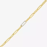 Diamond Addiction (G-H / Si2-I1) Womens 10K Gold 8 Inch Hollow Paperclip Chain Bracelet