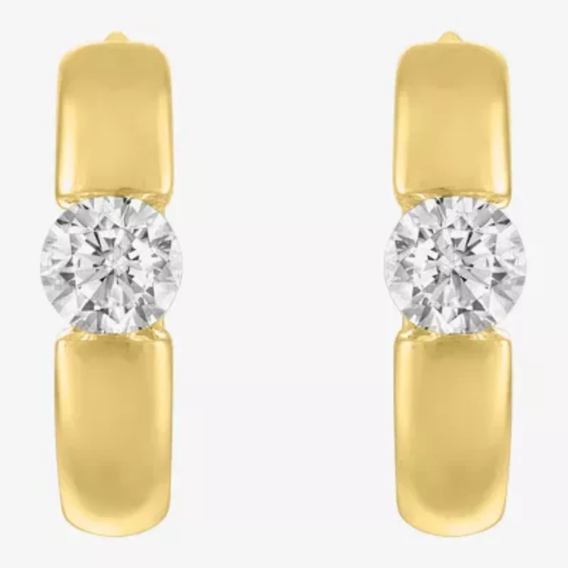 Diamond Addiction (G-H / I1-I2) Womens 1/3 CT. T.W. Lab Grown White Diamond 10K Gold Round Hoop Earrings